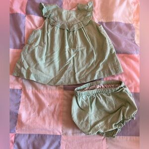 Green and white pinstripe two piece